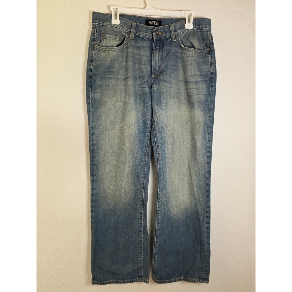 Apt 9 Relaxed Fit Jeans Mens 34x32 Medium Wash Blue Denim 100% Cotton Straight